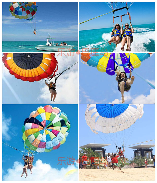 巴厘岛自由行旅游景点 海上降落伞 南湾水上活动一日游之拖伞Parasailin代理预订